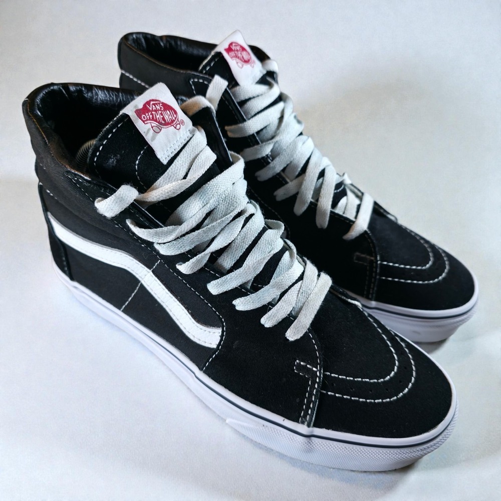 Vans Skate Hi Shoes Men's Size 8.5 / Womens 10 Black White Suede Canvas Skate